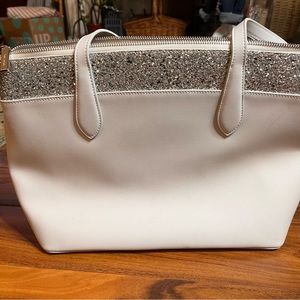 Kate spade flash glitter tote, gray with silver glitter